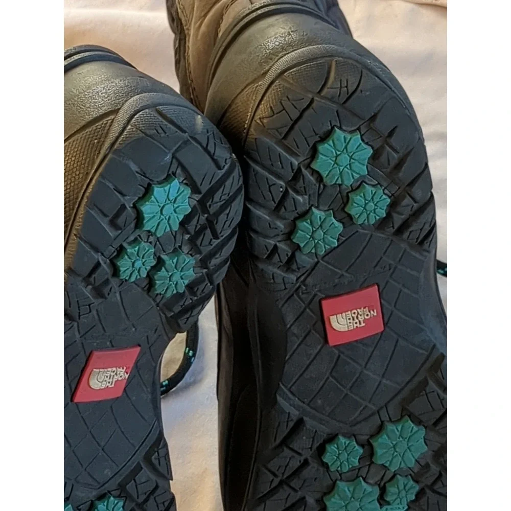 The North Face Thermoball Utility Winter Boots Tall Lace‎ Up Black Brown Sz 7